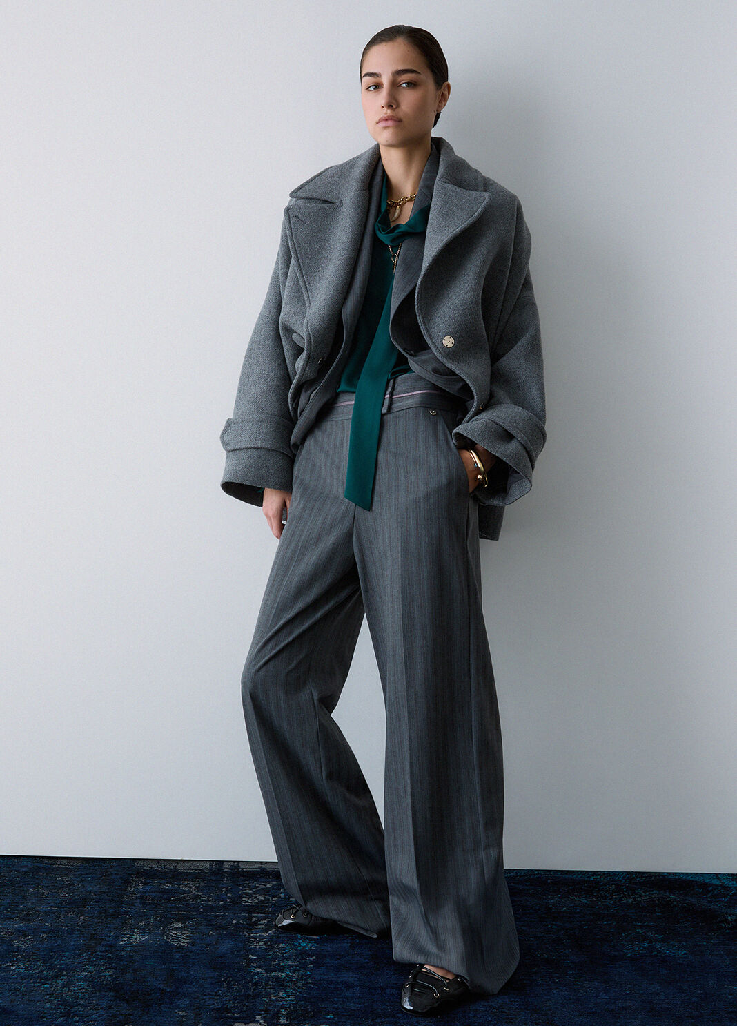 Pinstriped trousers in a wool blend dark grey Liu Jo - large image number 2