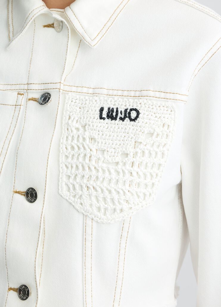 Cropped denim jacket white wool Liu Jo - large image number 4 Cropped denim jacket white wool Liu Jo - large image number 4