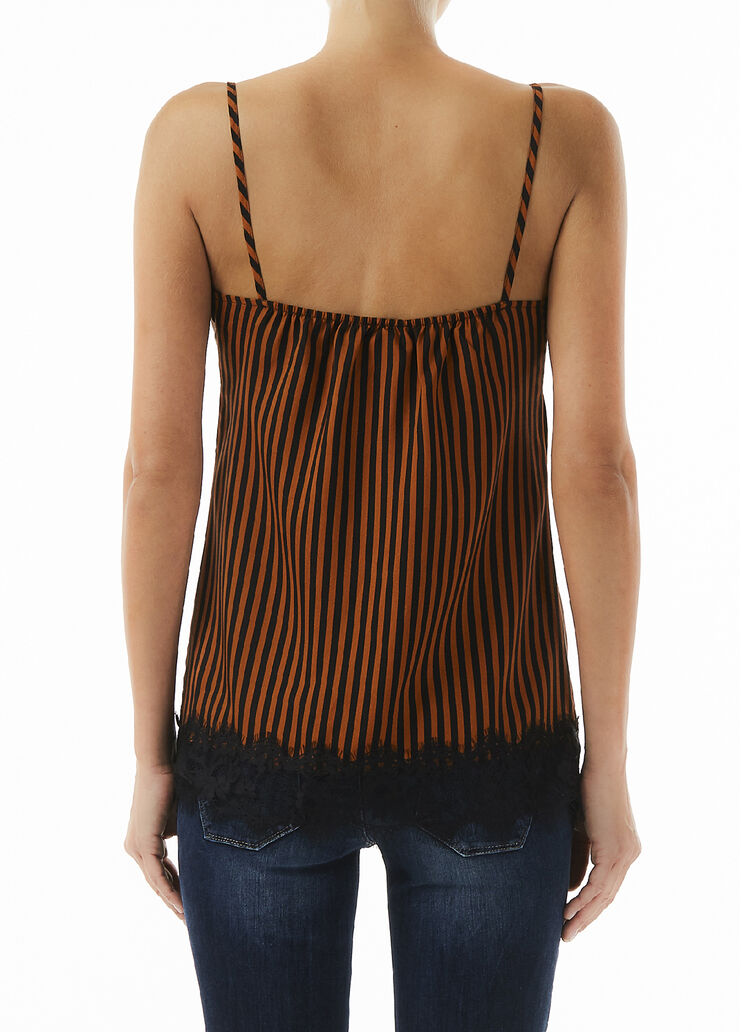 Lingerie top with lace Cotto/black stripes Liu Jo - large image number 1 Lingerie top with lace Cotto/black stripes Liu Jo - large image number 1