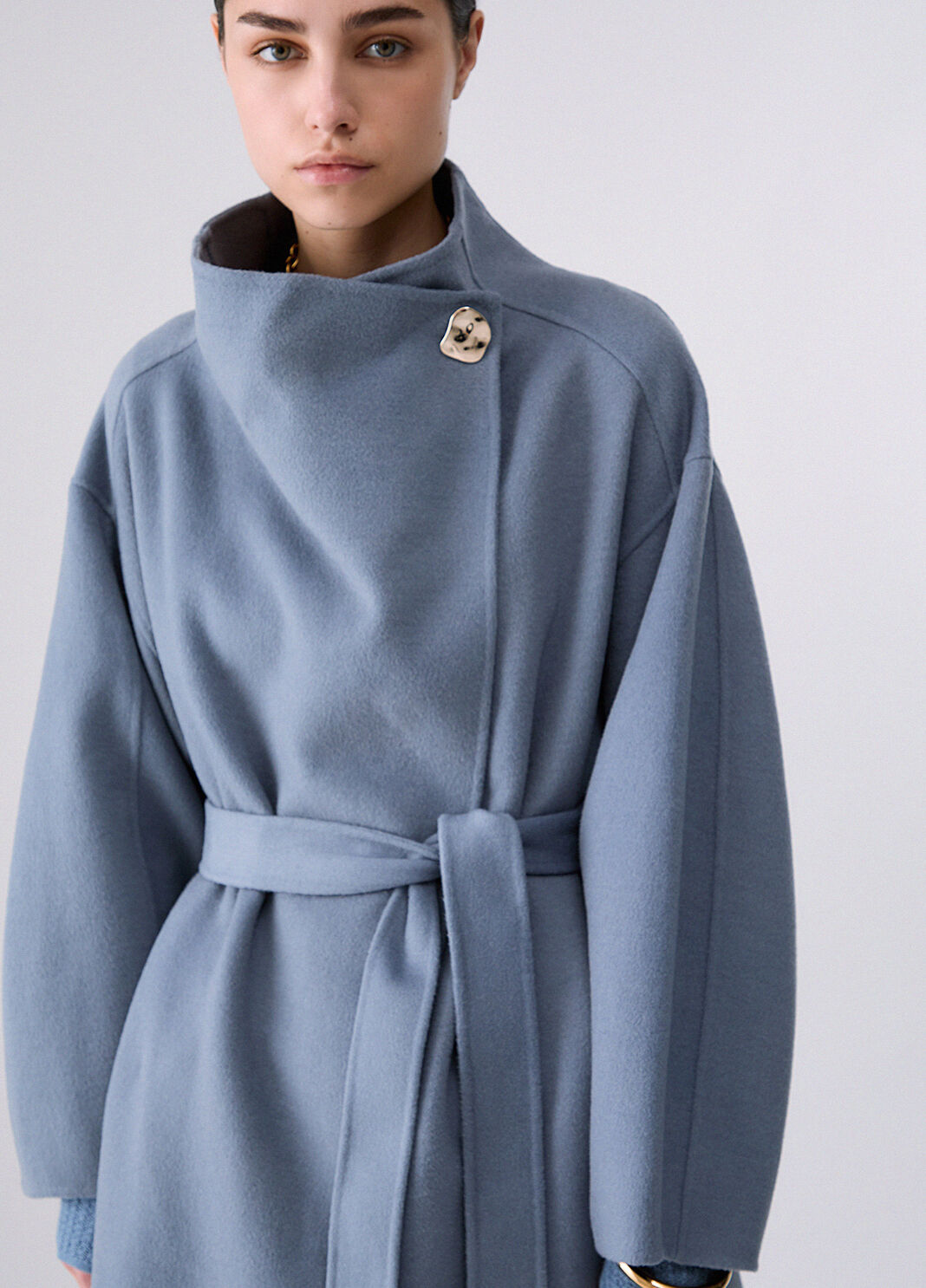 Cappotto oversize in lana azzurro Liu Jo - large image number 4