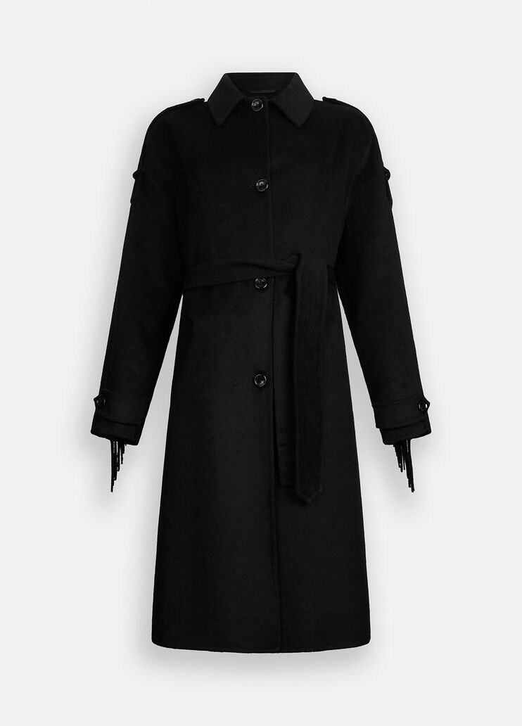 Trenchcoat aus Wolle mit Fransen Schwarz Liu Jo - large image number 6 Trenchcoat aus Wolle mit Fransen Schwarz Liu Jo - large image number 6