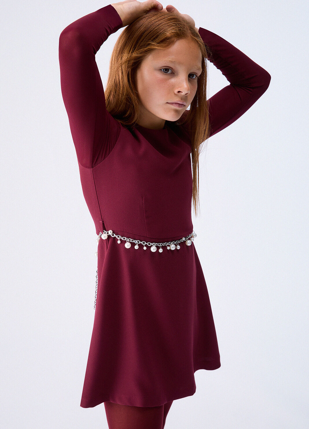 Kurzes Kleid aus Envers-Satin Dunkelrot Liu Jo - large image number 1