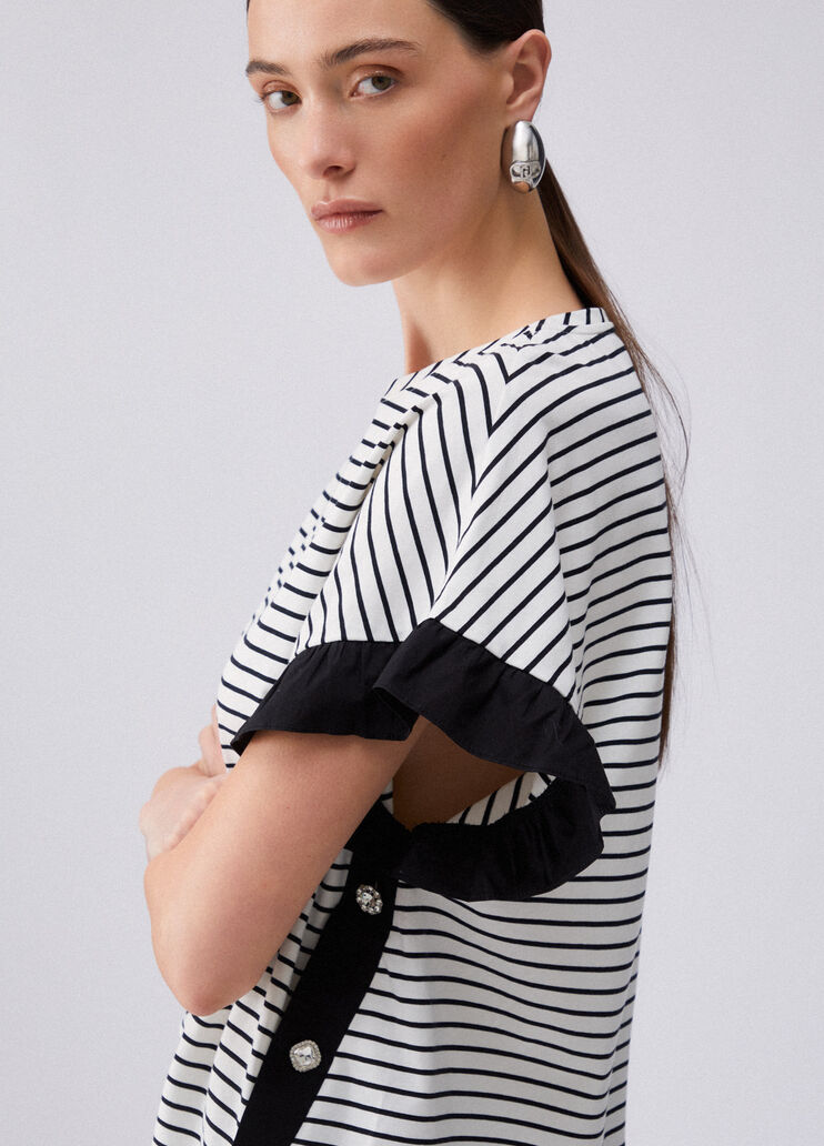 Striped top with bejewelled buttons white striped Liu Jo - medium