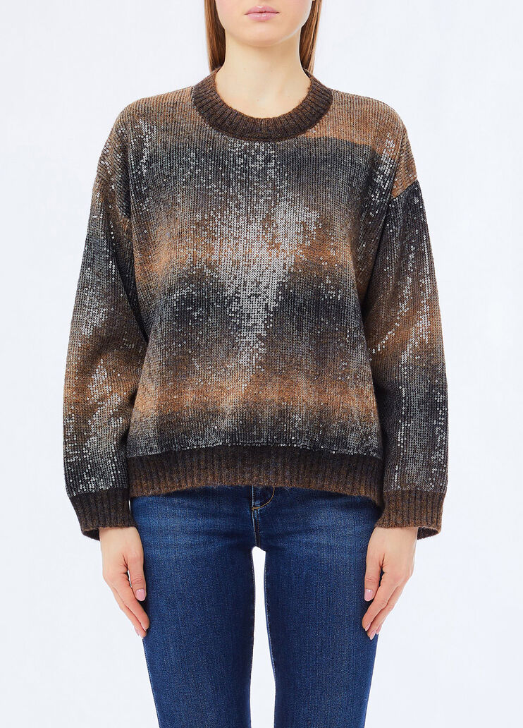 Jersey con lentejuelas marr&oacute;n Liu Jo - medium