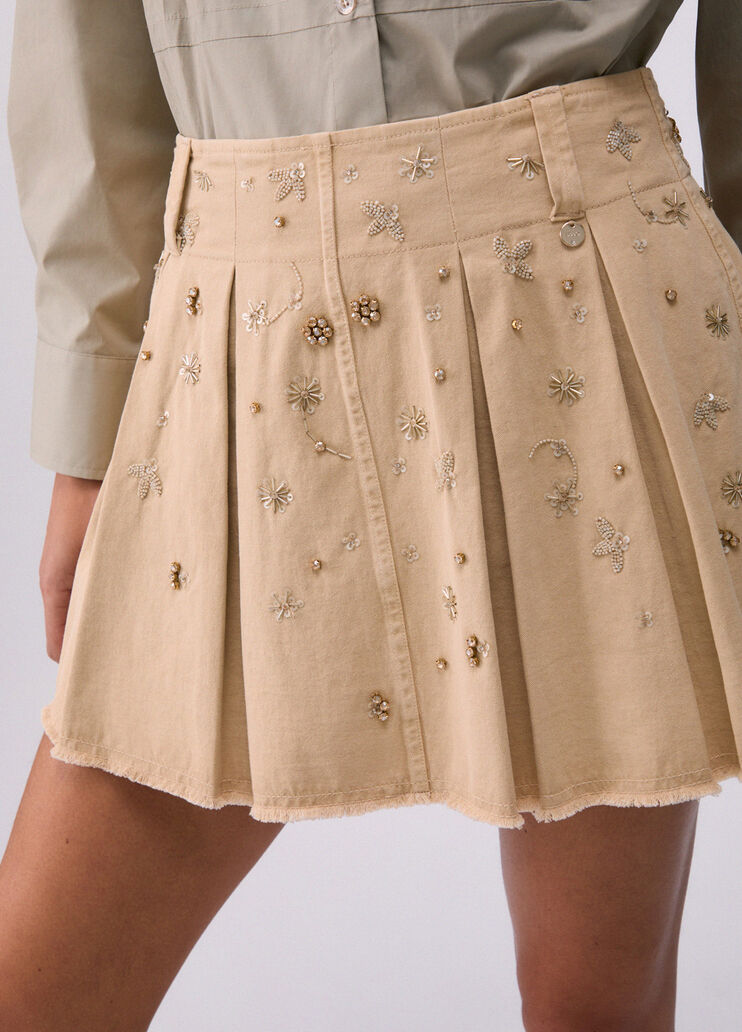 Mini skirt with bejewelled embellishment beige Liu Jo - medium