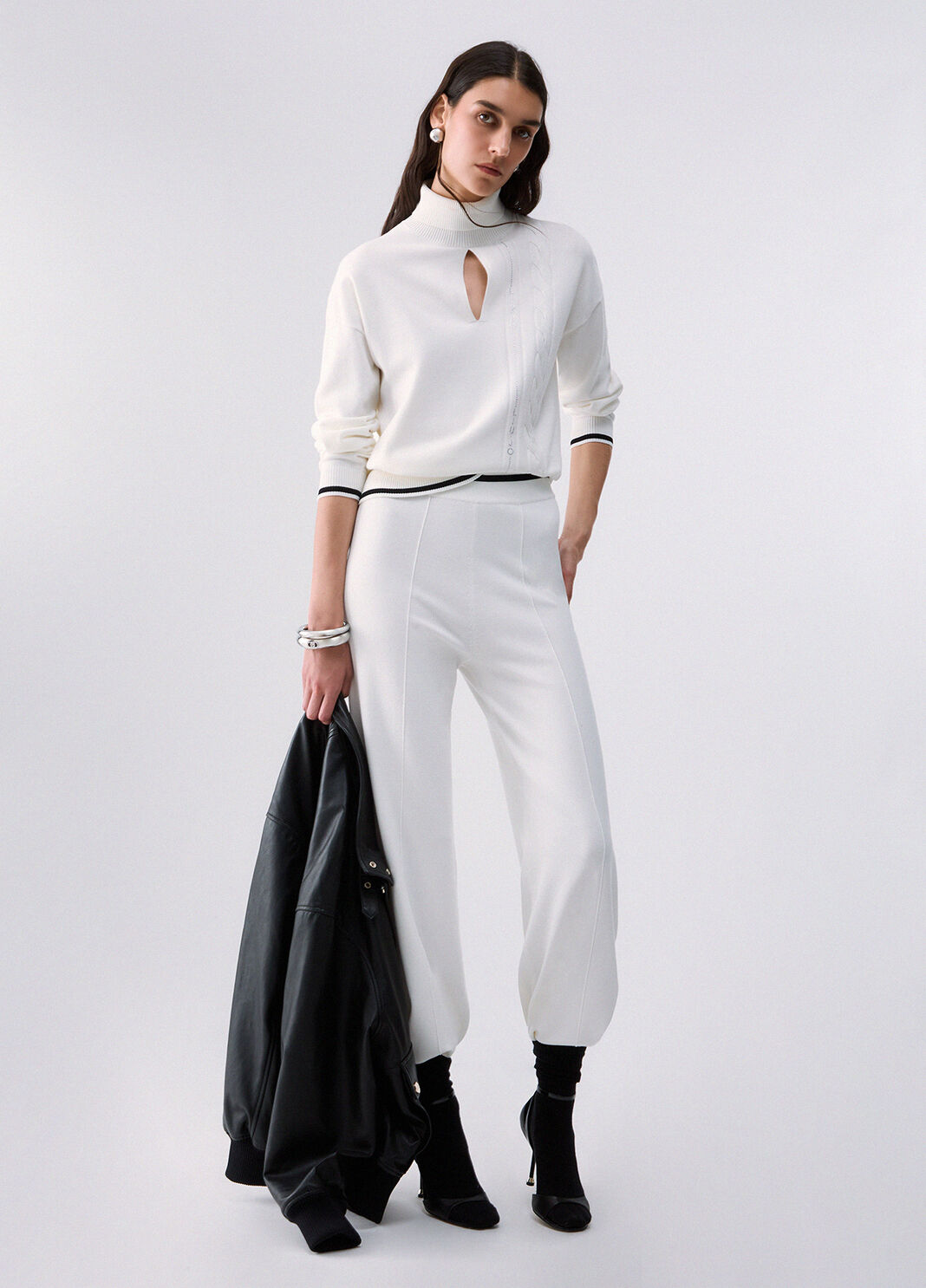 Turtleneck Sweater with Cut-Out white wool Liu Jo - large image number 5