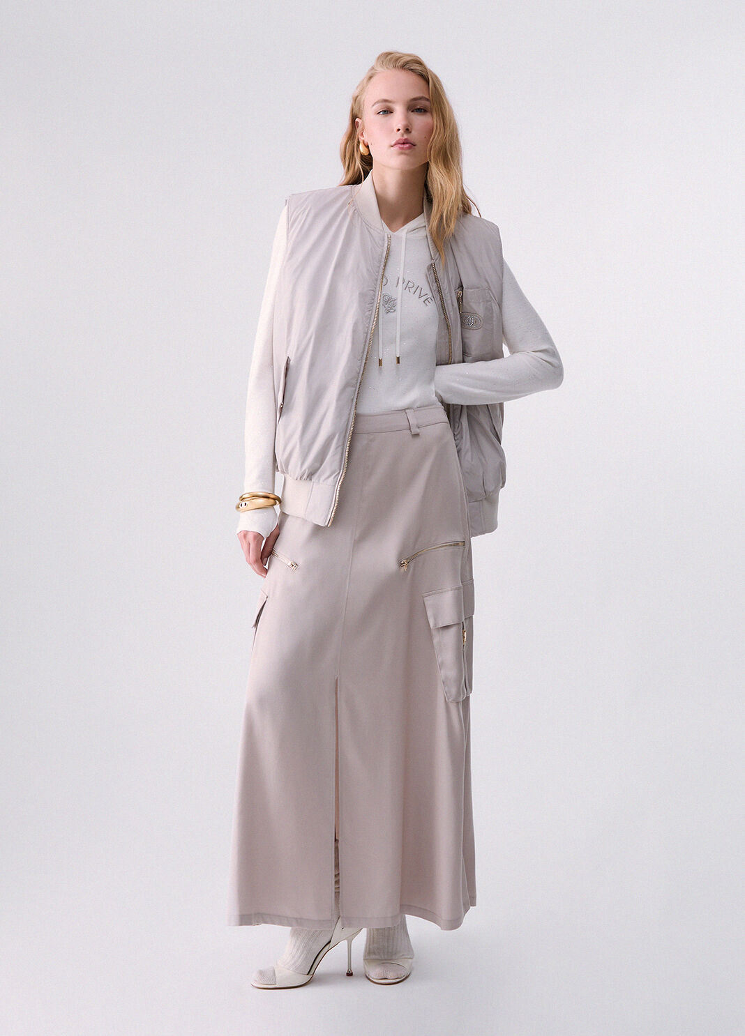 Oversized vest in glossy nylon white Liu Jo - large image number 5