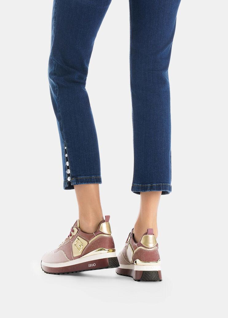 Platform sneakers with all-over rhinestones gingerbread Liu Jo - medium