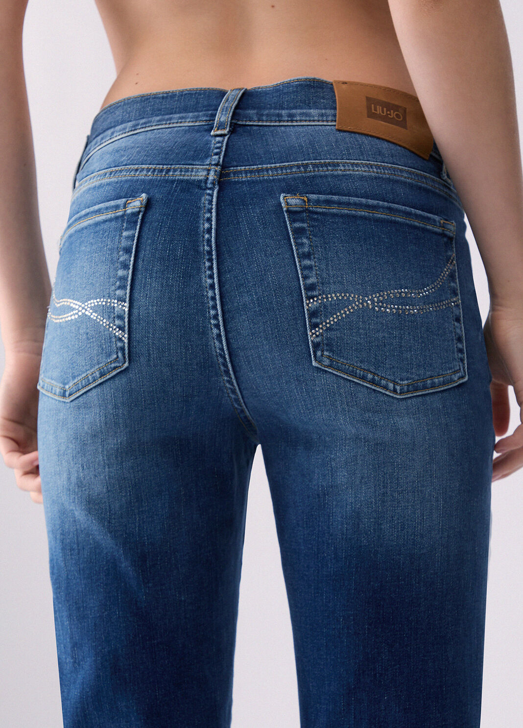 Bell-bottom jeans with rhinestones blue denim Liu Jo - large image number 4