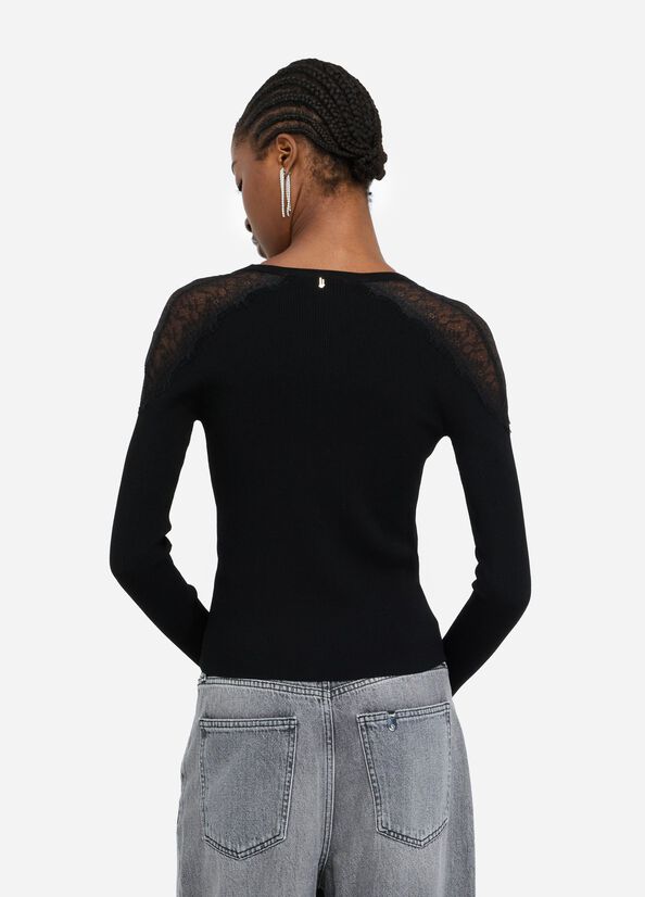 Cardigan avec dentelle noir Liu Jo - large image number 1