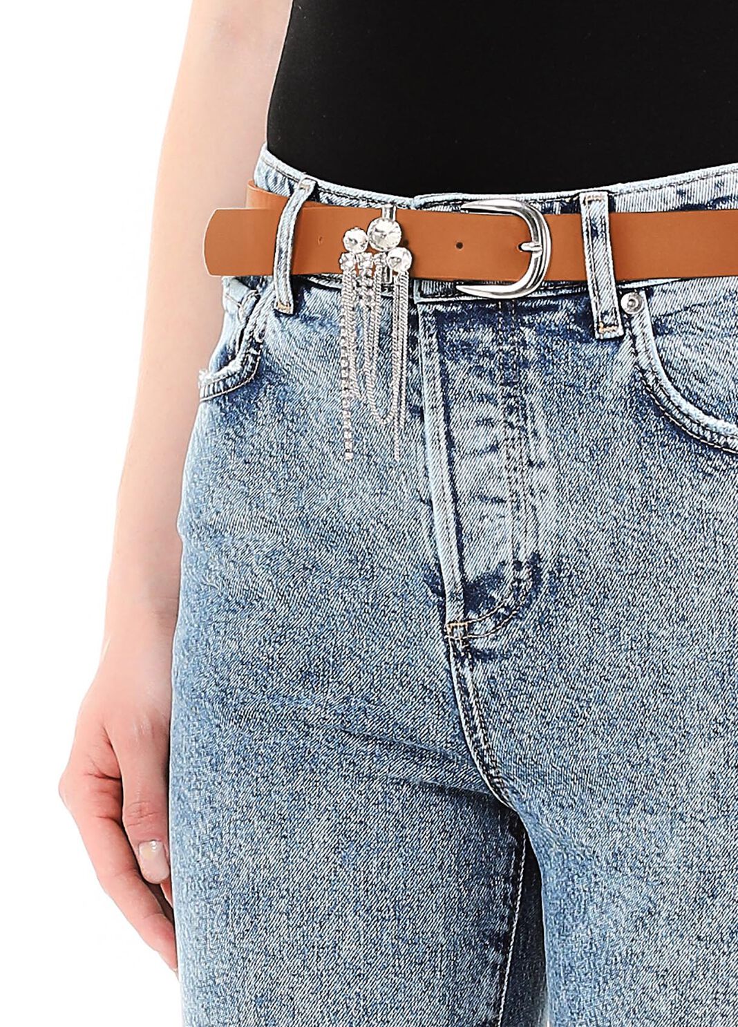 Jean &eacute;cocon&ccedil;u avec ceinture d&eacute;corative d&eacute;lav&eacute; flamm&eacute; Liu Jo - large image number 2