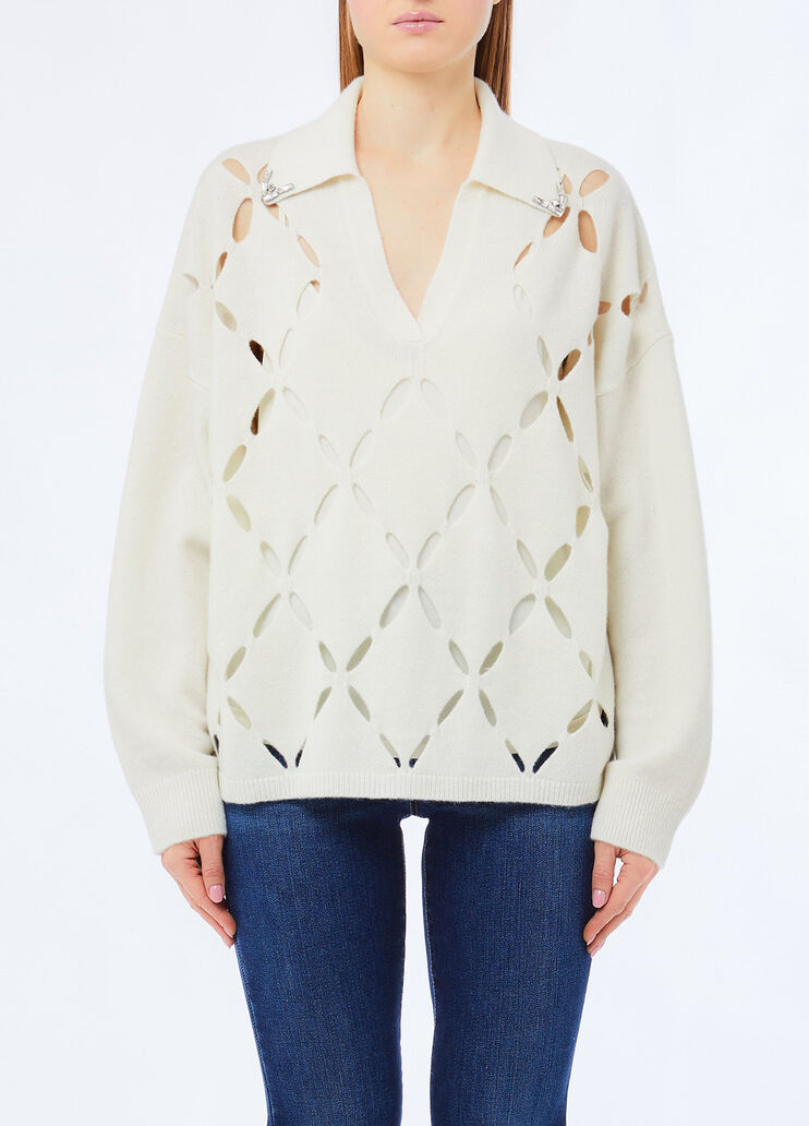 Jersey de 100&nbsp;% lana con bordados de pedrer&iacute;a blanco lana Liu Jo - medium