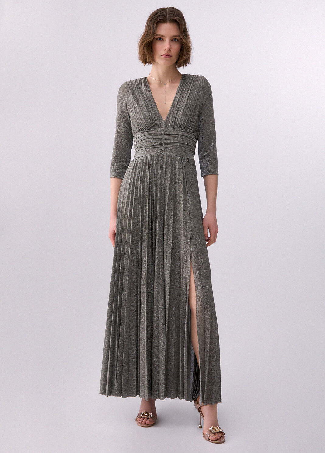 Langes elegantes Lurex-Kleid milit&auml;rgr&uuml;n Liu Jo - large image number 0