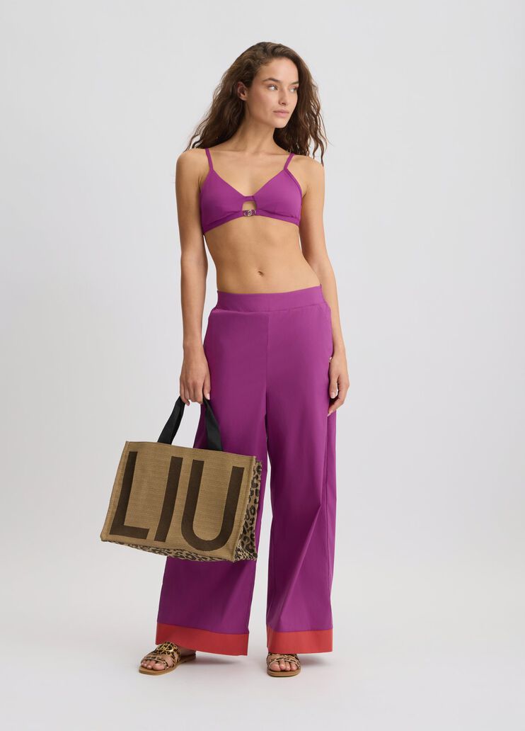 Cotton palazzo trousers purple Liu Jo - large image number 5 Cotton palazzo trousers purple Liu Jo - large image number 5