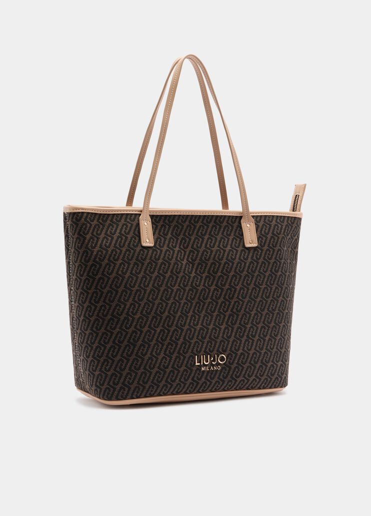 Tote Bag aus Jacquard-Gewebe Dunkelbraun Liu Jo - large image number 1