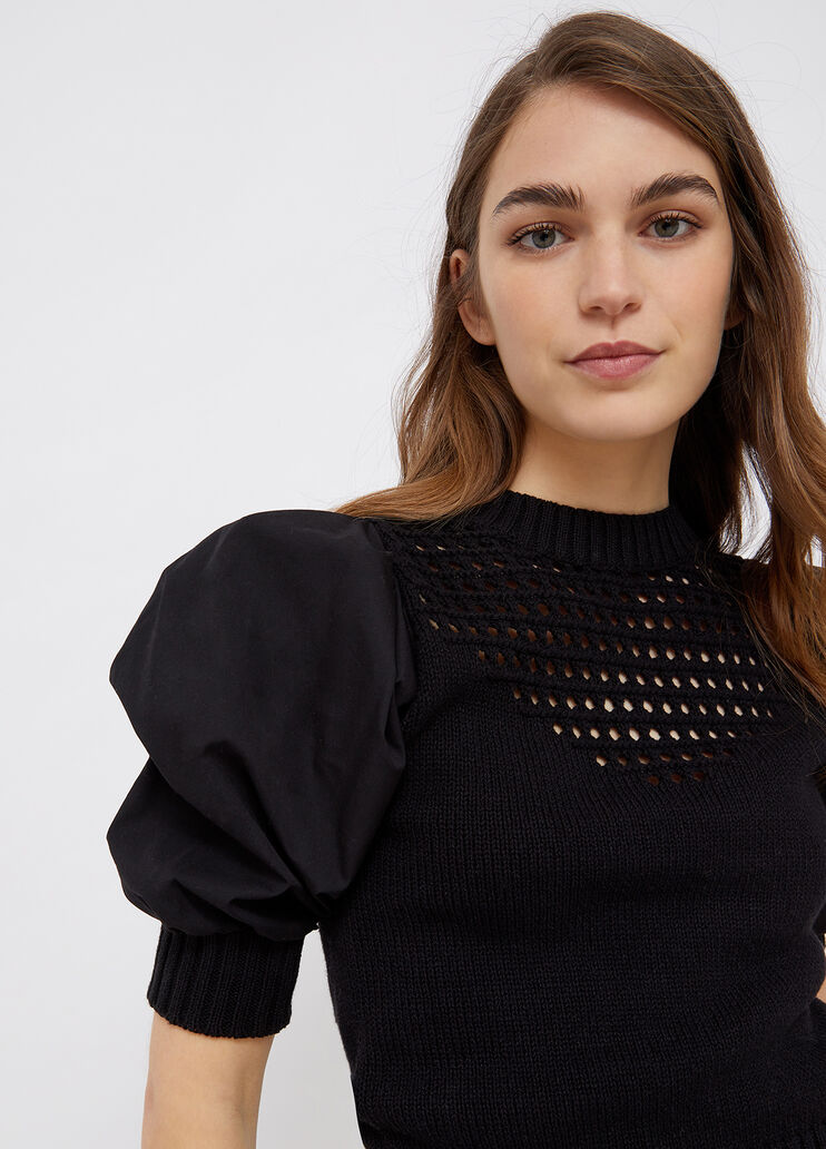 Nachhaltiger Pullover mit Ballonärmeln Schwarz Liu Jo - large image number 2