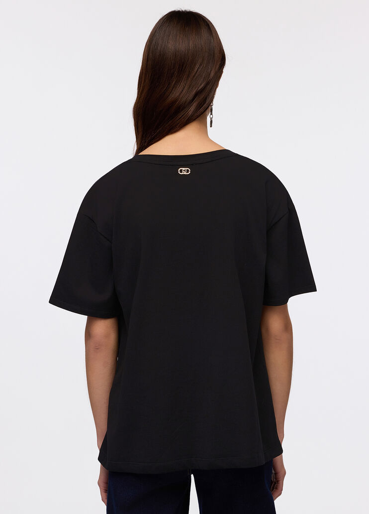 Cotton T-shirt with drawstring black Liu Jo - large image number 1