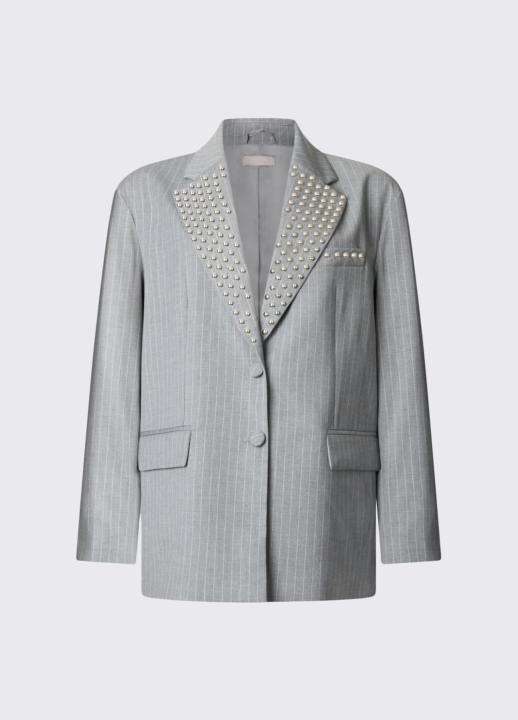 Блейзер в тонкую полоску с заклепками серый в тонкую полоску Liu Jo - large image number 6
