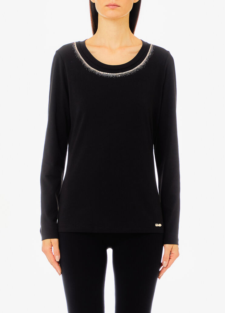 T-shirt with rhinestones black Liu Jo - medium T-shirt with rhinestones black Liu Jo - medium