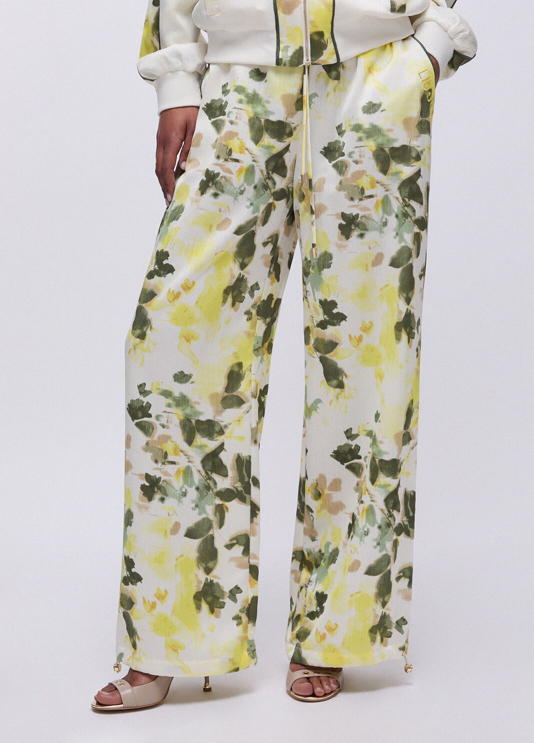 Printed satin trousers white/green Liu Jo - large image number 0
