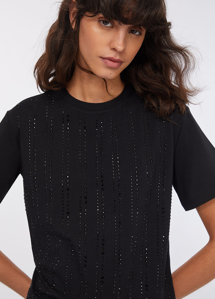 T-shirt with rhinestones black Liu Jo - medium