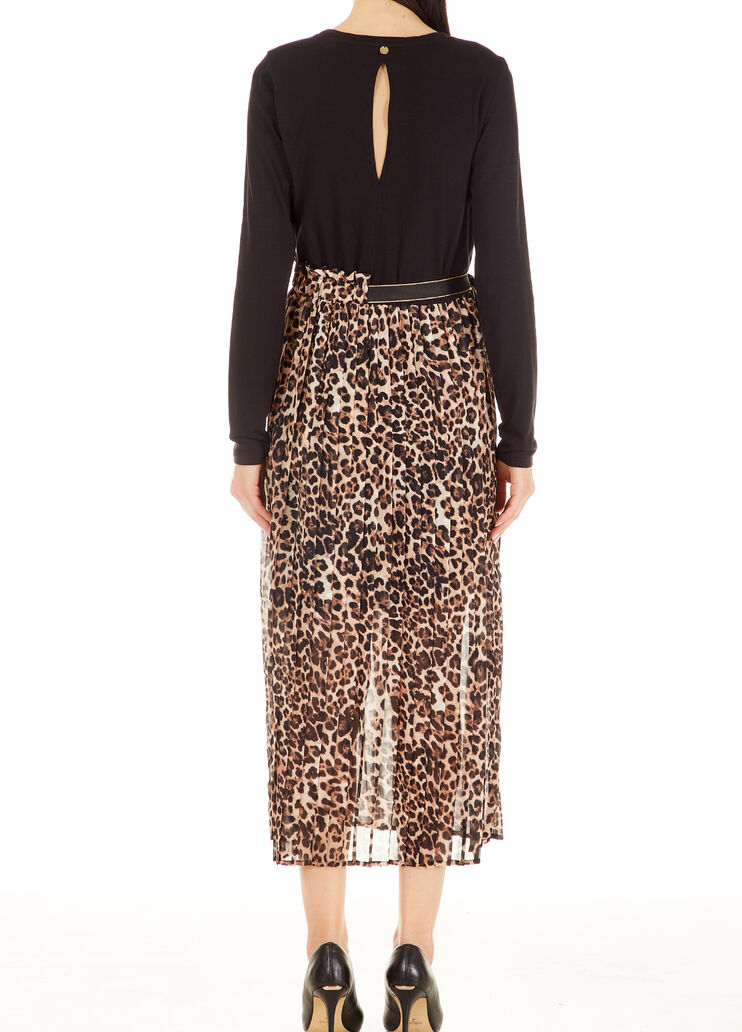 Long pleated dress Black/animalier Liu Jo - large image number 1 Long pleated dress Black/animalier Liu Jo - large image number 1