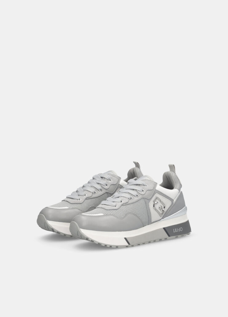 Leather and mesh sneakers grey Liu Jo - large image number 2 Leather and mesh sneakers grey Liu Jo - large image number 2