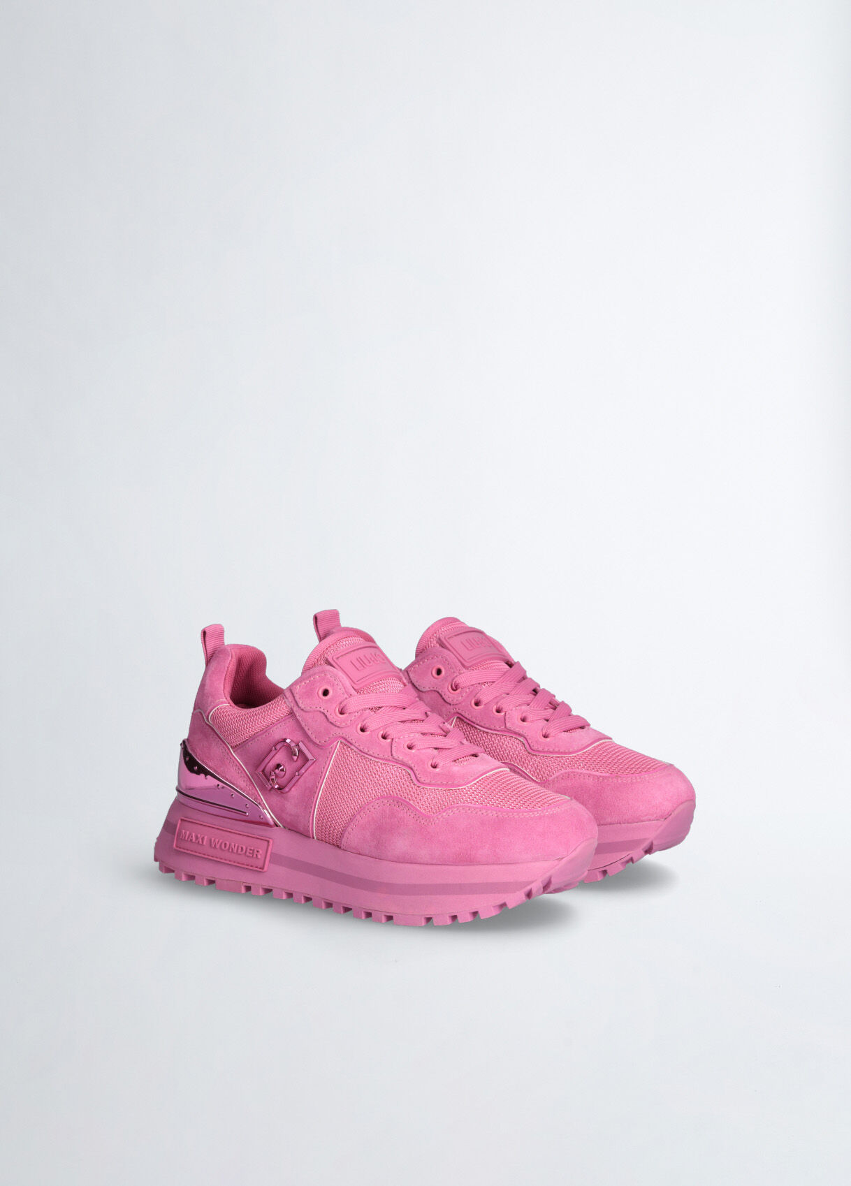 Suede and mesh platform sneakers
