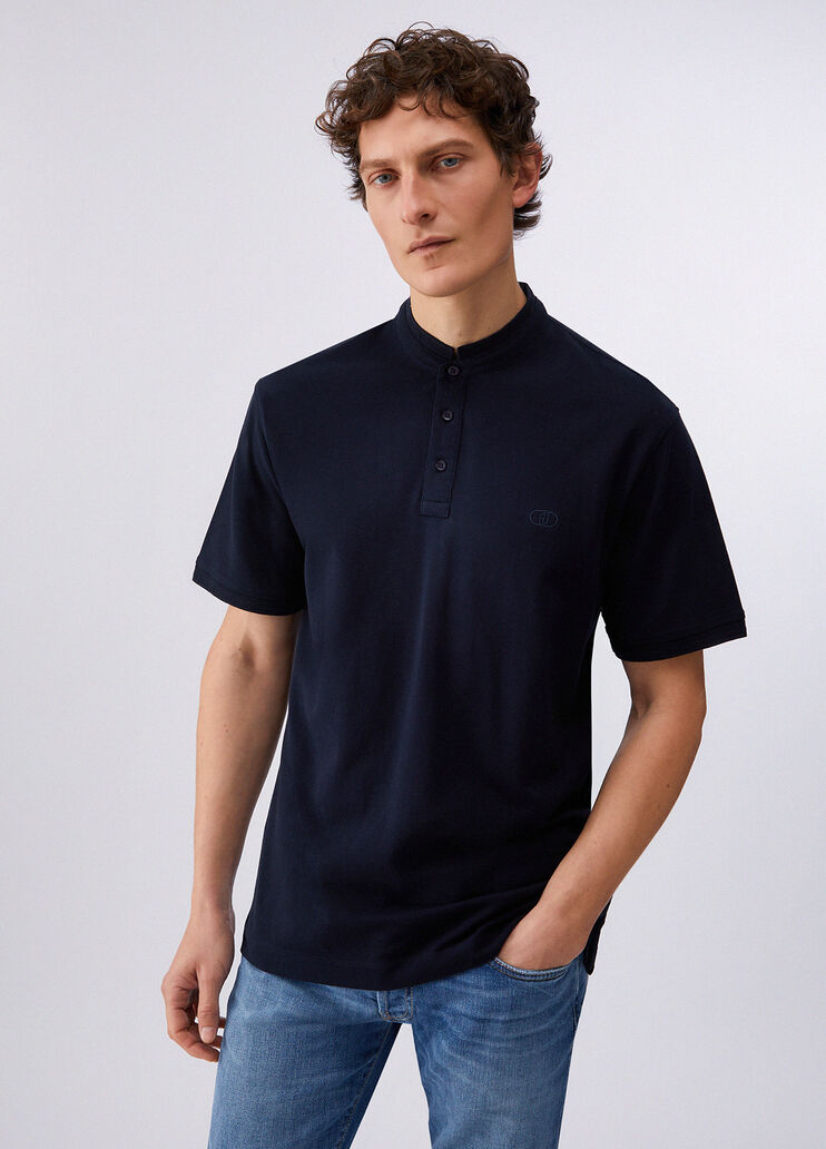 Pique polo-shirt with Mandarin collar dark blue Liu Jo - medium