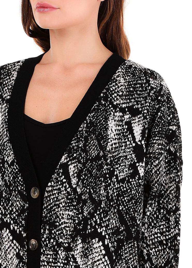 Cardigan long jacquard noir et python Liu Jo - large image number 2 Cardigan long jacquard noir et python Liu Jo - large image number 2