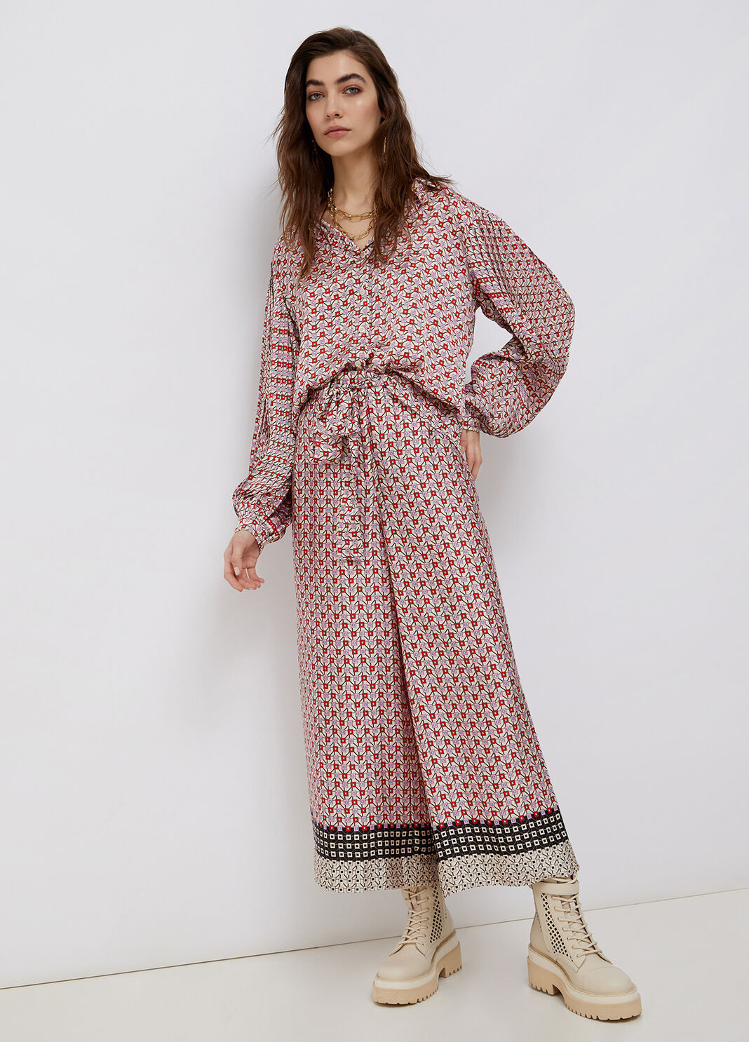 Атласная рубашка геометрический рисунок Liu Jo - large image number 3