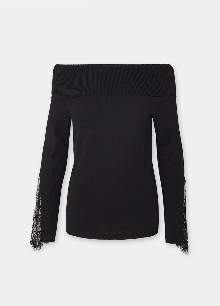 Maglia bardot con pizzo nero Liu Jo - large image number 6