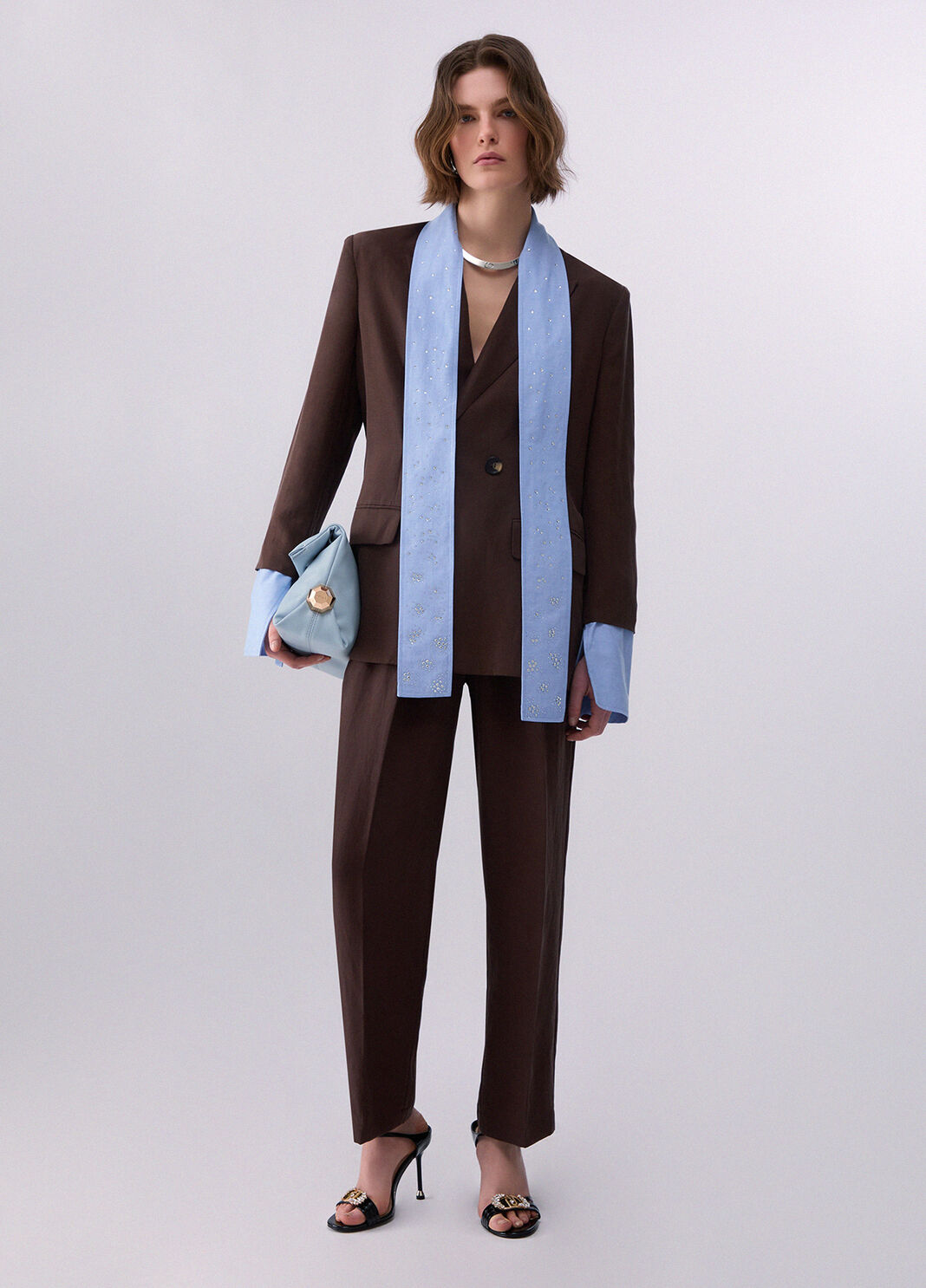 Blazer con bufanda joya marr&oacute;n oscuro Liu Jo - large image number 5