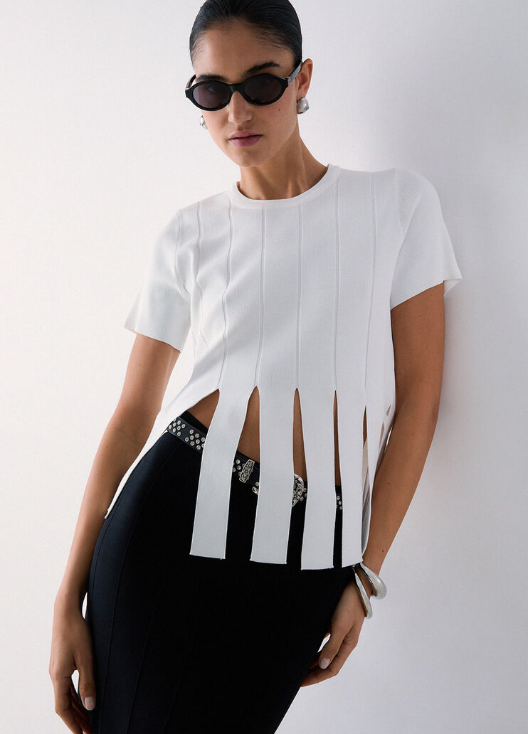 Jumper with fringes white Liu Jo - medium