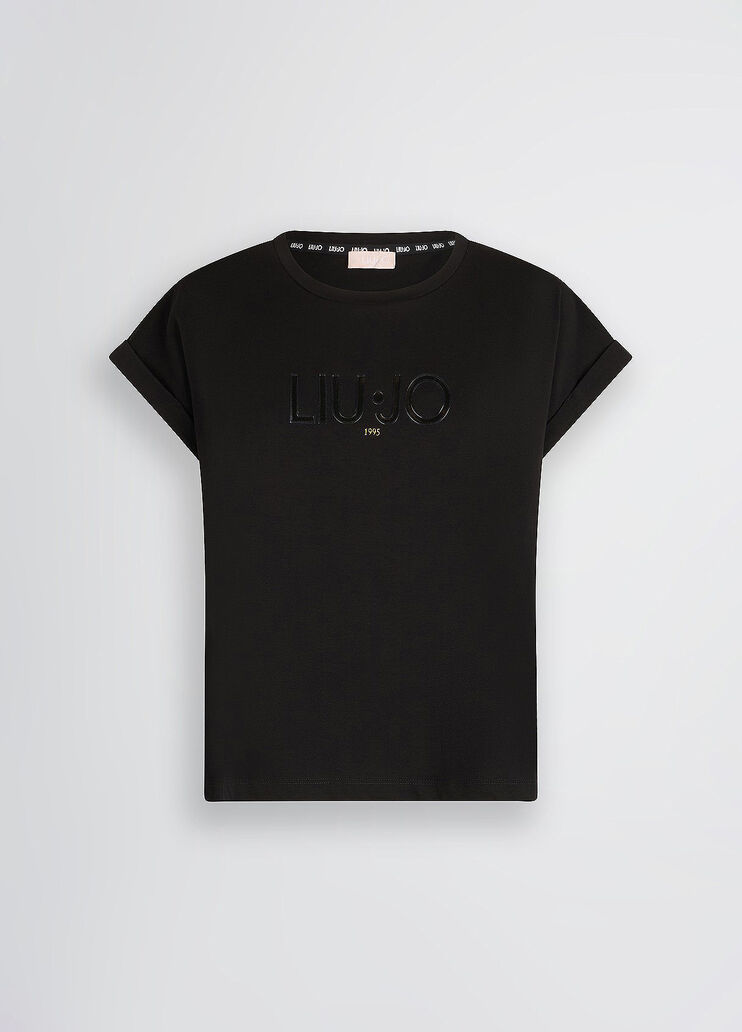Cotton T-shirt with logo  black Liu Jo - large image number 6 Cotton T-shirt with logo  black Liu Jo - large image number 6