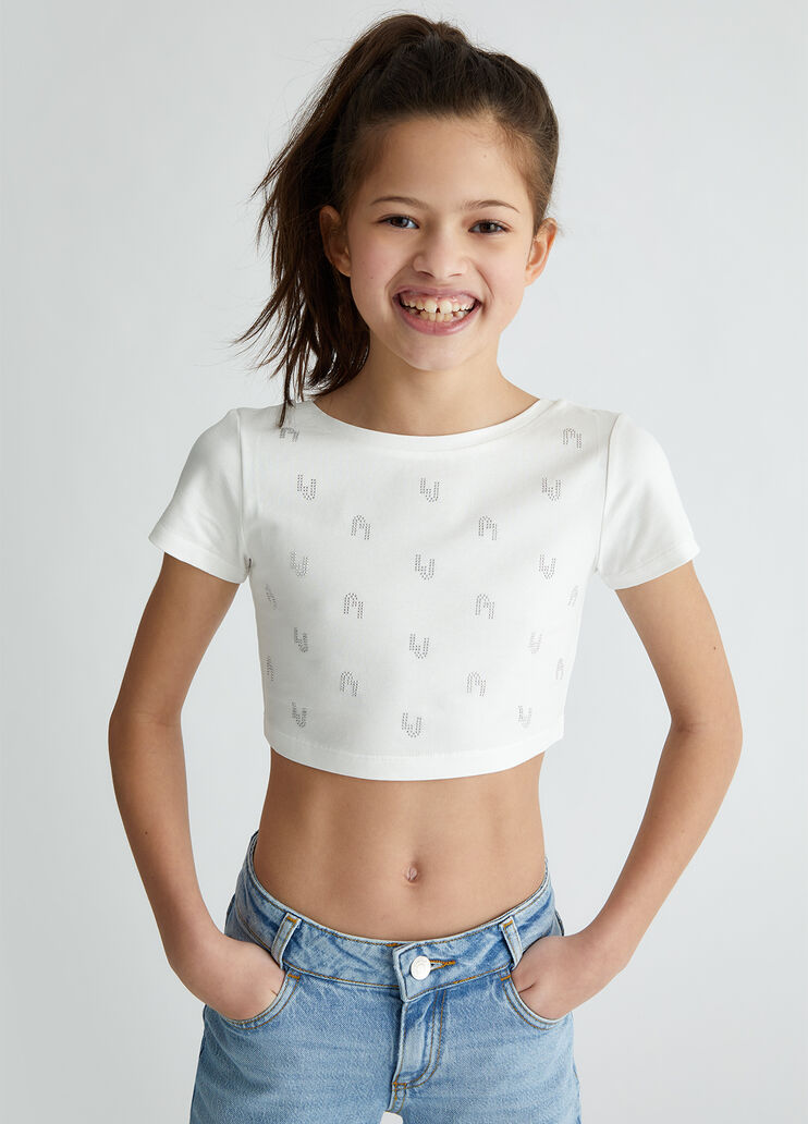T-shirt with logo and gemstones white Liu Jo - medium T-shirt with logo and gemstones white Liu Jo - medium