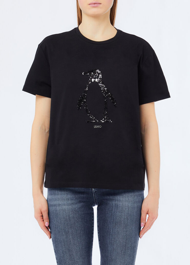 T-Shirt mit Strass Schwarz Liu Jo - medium
