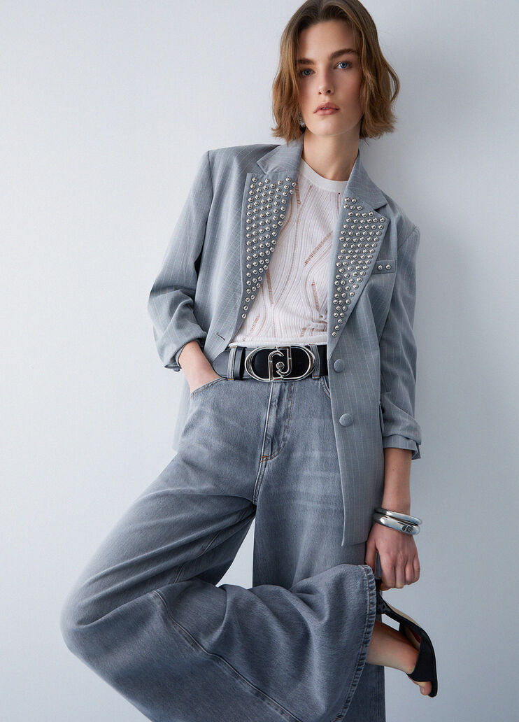 High-waisted super-flared jeans grey denim Liu Jo - medium