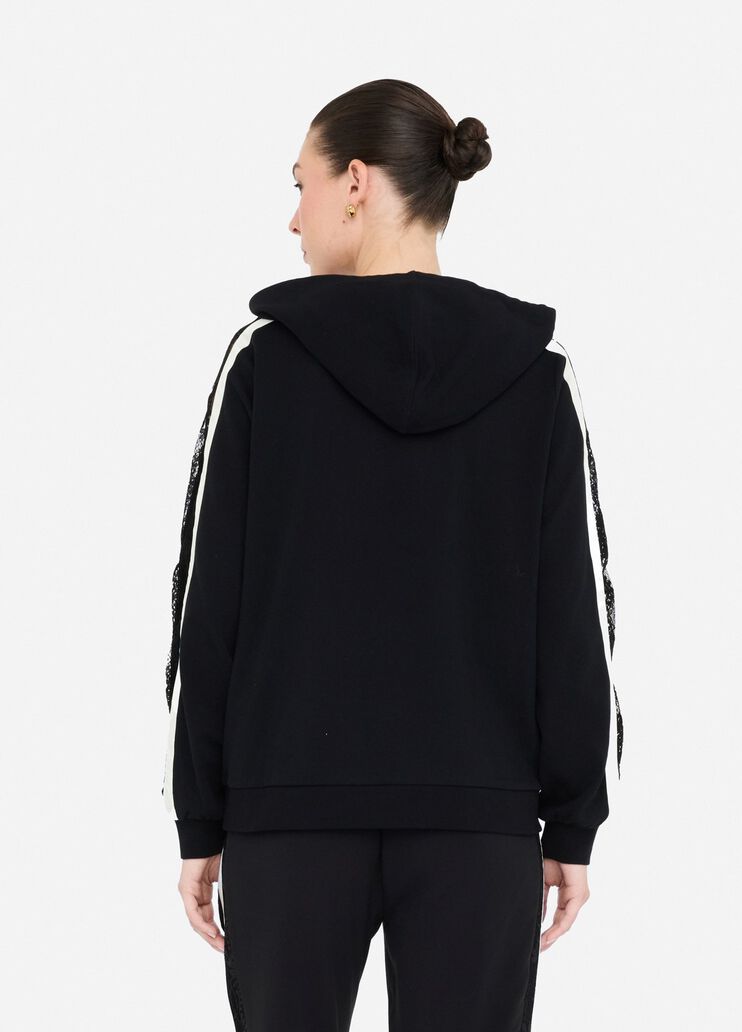 Cotton sweatshirt with lace black Liu Jo - large image number 1