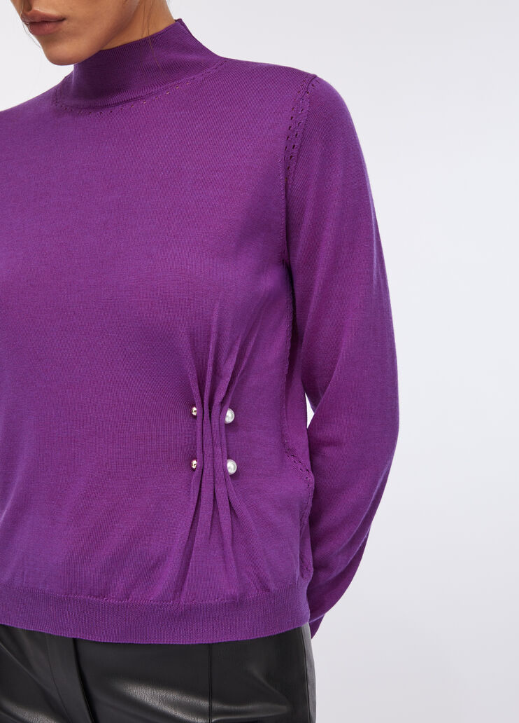 Pull en laine avec perles violet Liu Jo - large image number 3