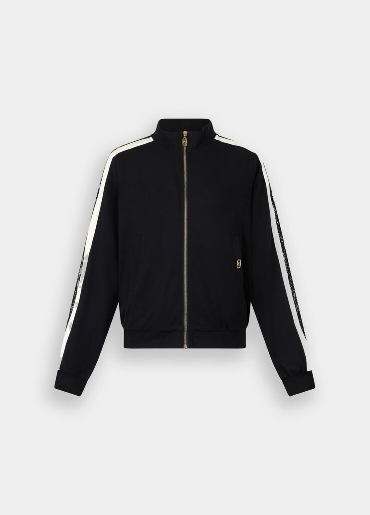 Sweat-shirt en coton avec dentelle noir Liu Jo - large image number 6