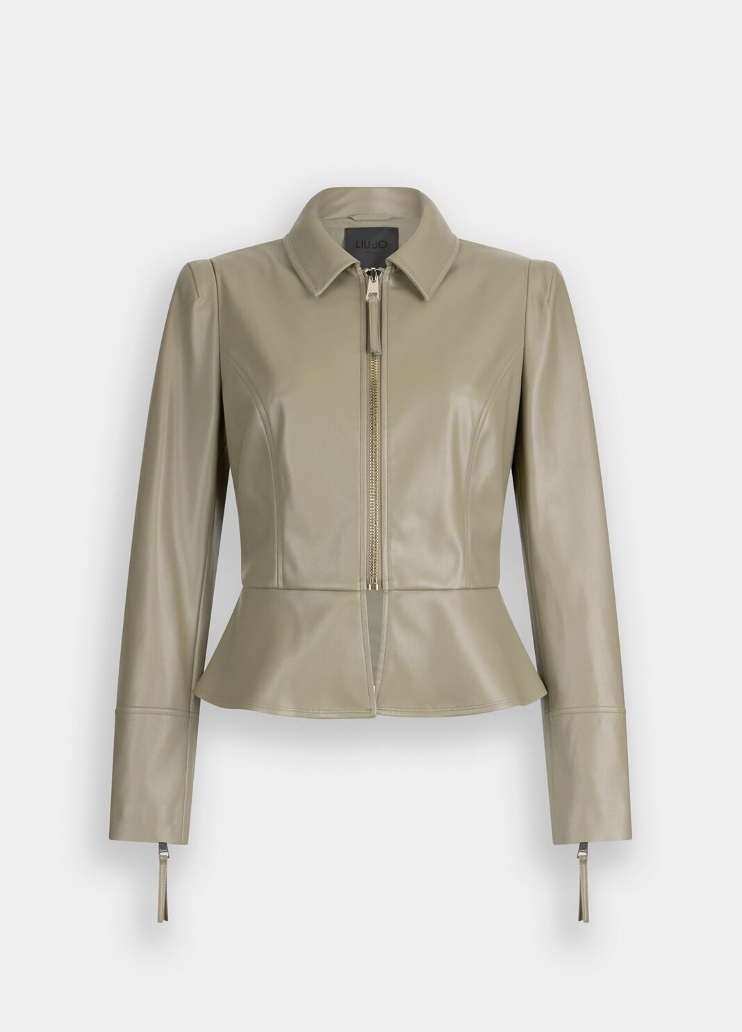 Slim-fit jacket with coated effect asparagus Liu Jo - large image number 6