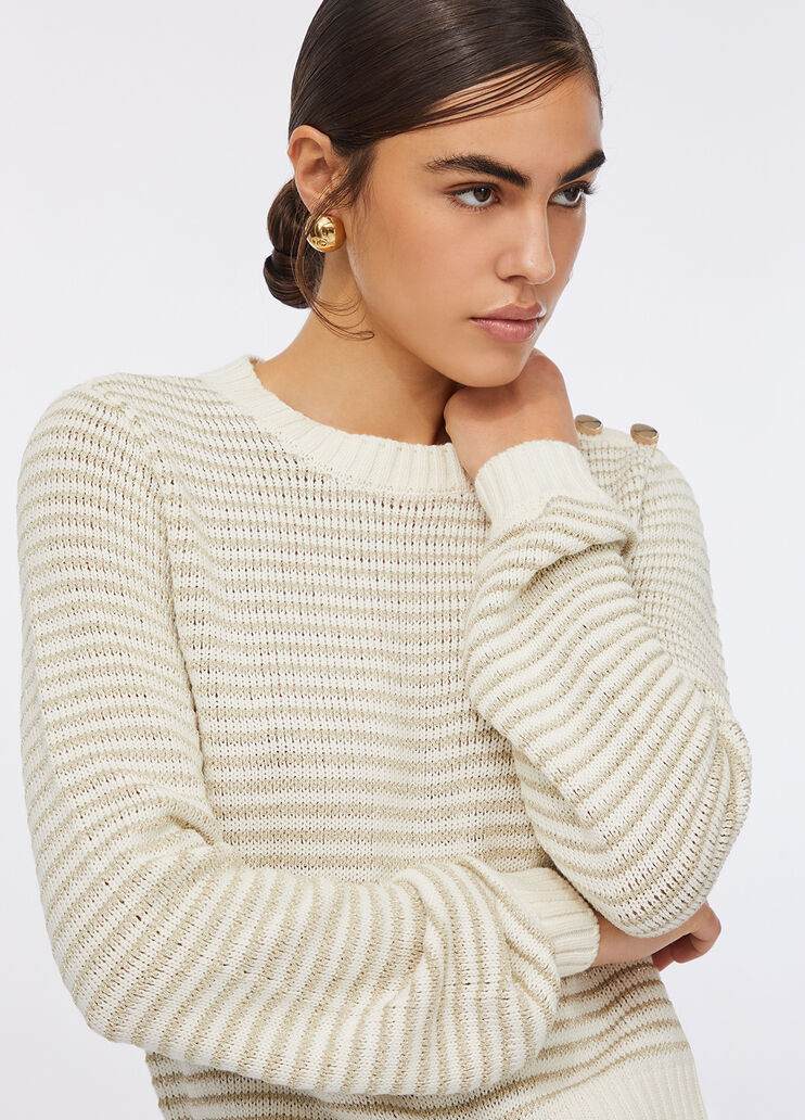 Gestreifter Pullover aus Lurex® Wollweiß Liu Jo - large image number 3