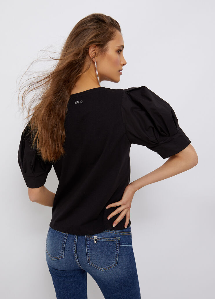 T-Shirt mit Schmuckapplikationen Schwarz Liu Jo - large image number 1 T-Shirt mit Schmuckapplikationen Schwarz Liu Jo - large image number 1