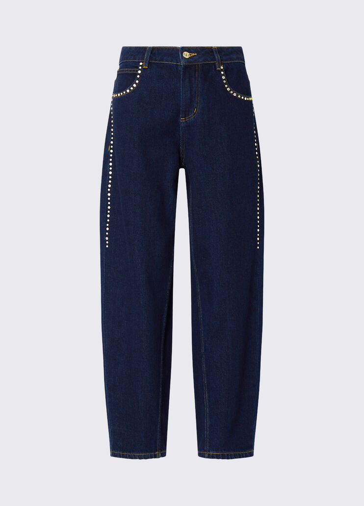 Hoch taillierte Jeans mit Strasssteinen Normale Waschung Liu Jo - medium