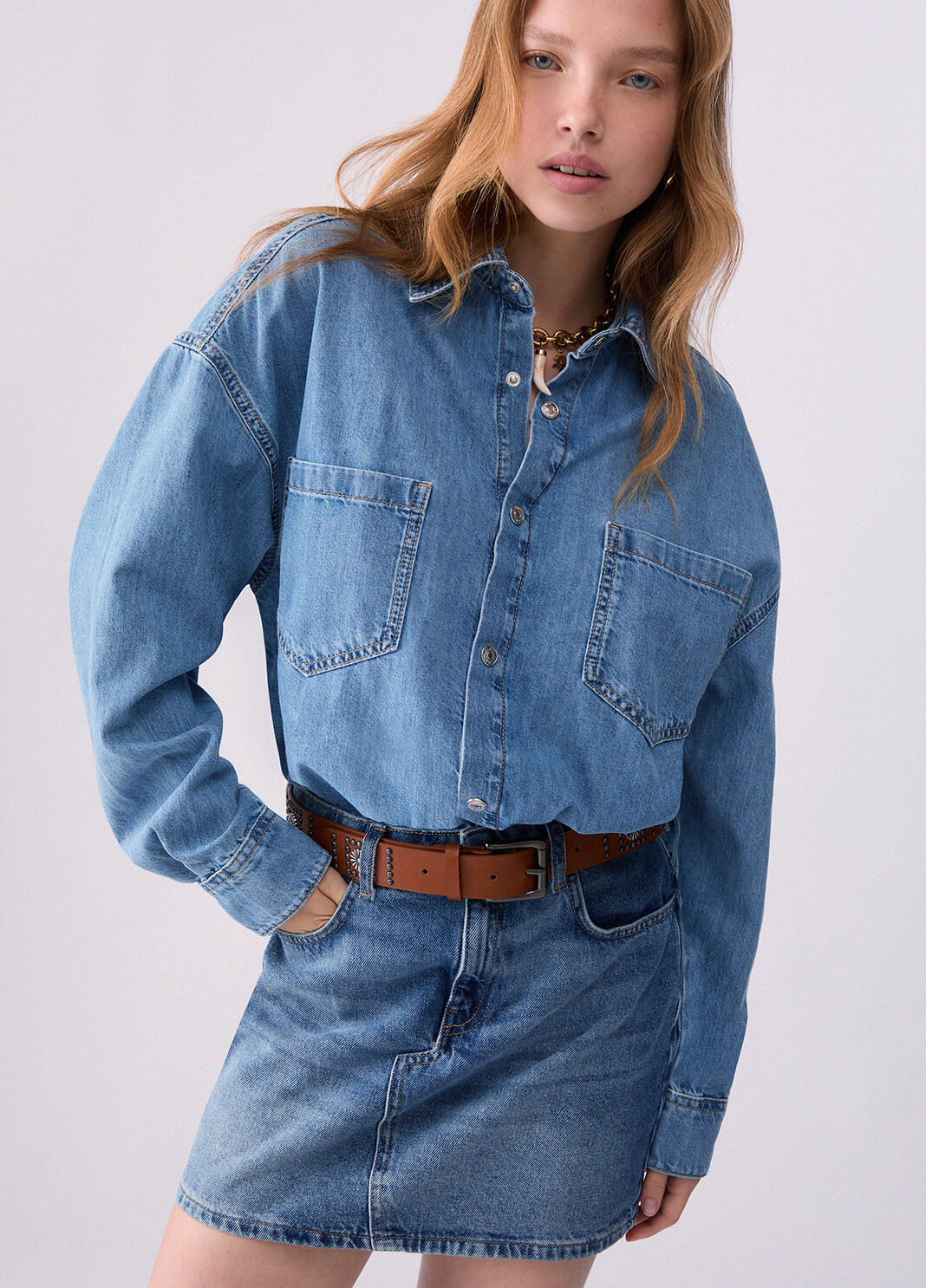 Vestido corto de denim con cintur&oacute;n denim azul Liu Jo - large image number 4