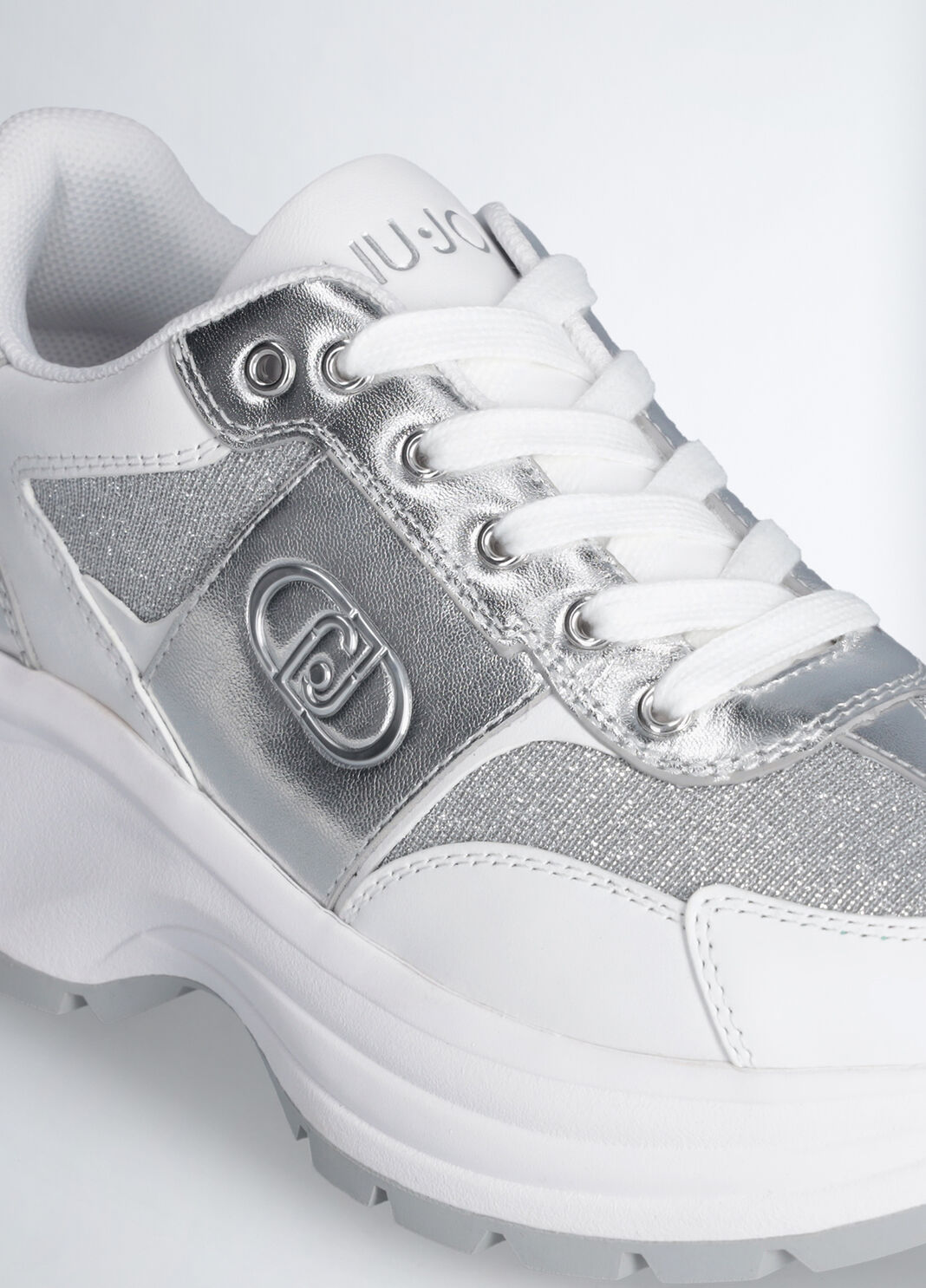 Leather and lurex sneakers silver Liu Jo - large image number 6