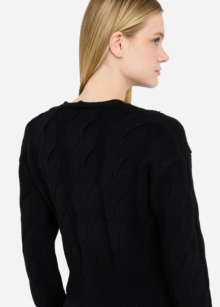 Cable knit wool cardigan black Liu Jo - large image number 4 Cable knit wool cardigan black Liu Jo - large image number 4