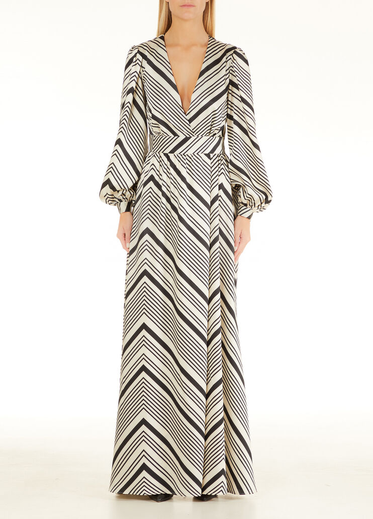 Long eco-friendly dress black and white stripes Liu Jo - large image number 0  Long eco-friendly dress black and white stripes Liu Jo - large image number 0