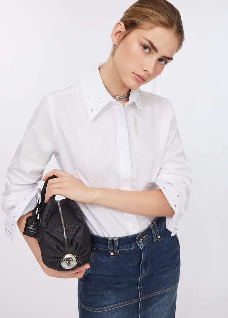 Hemd aus Popeline mit Strass Weiß Liu Jo - medium